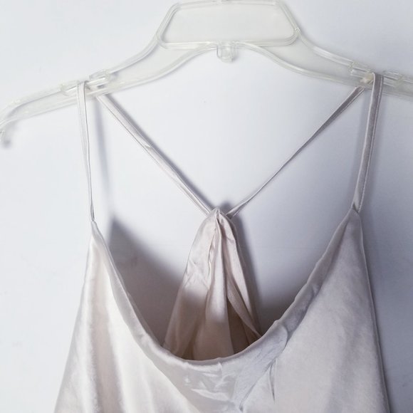 NWT Lulu's Beige Hold Onto Love Medium Satin Split Open Back Crop Cami Tank Top - Picture 2 of 12